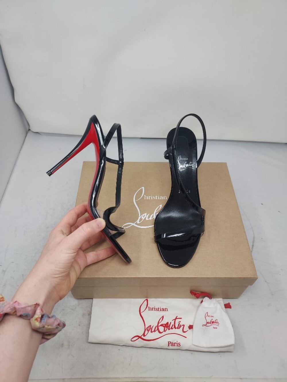 Christian Louboutin Black Rosa Z Slingback Strappy Heel Sandal